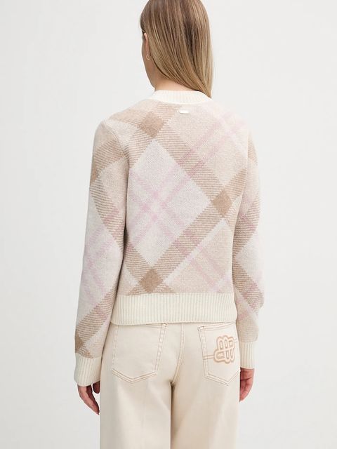 Barbour sweter z dodatkiem wełny Sara damski kolor beżowy LKN1728