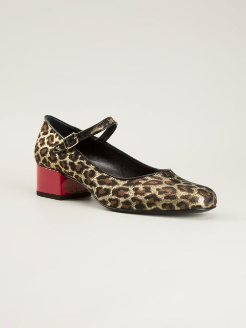 Saint Laurent leopard print Mary Jane pumps - Multicolour