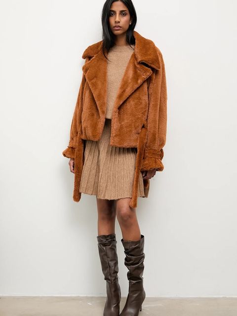 Answear.LAB kurtka kolor brązowy przejściowa