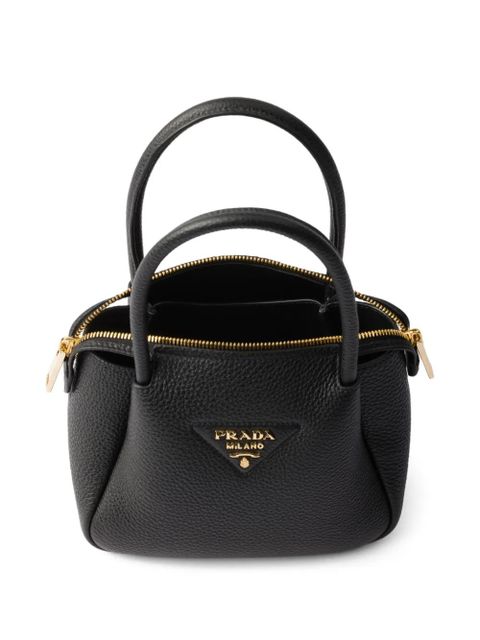Prada mini leather tote bag - Black - zdjęcie produktu nr 2