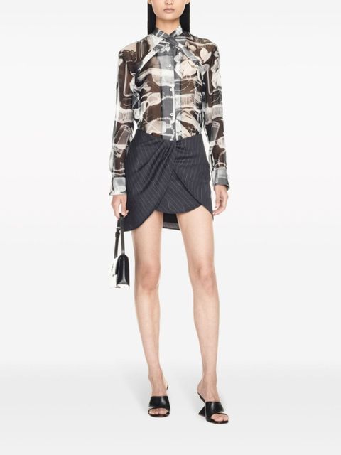Off-White pinstripe draped miniskirt - Grey - zdjęcie produktu nr 2