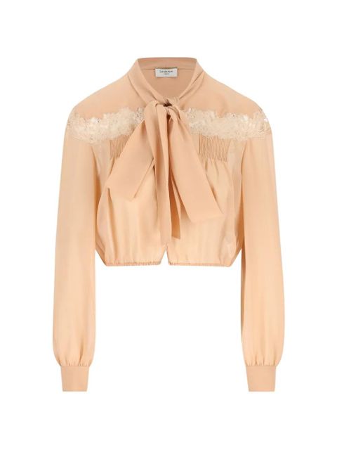 Saint Laurent Lavallière lace-detail blouse - Neutrals - zdjęcie produktu nr 1