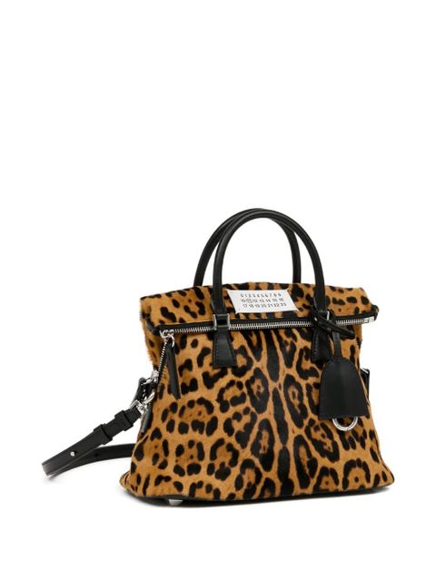 Maison Margiela 5AC leopard calf-hair mini bag - Brown