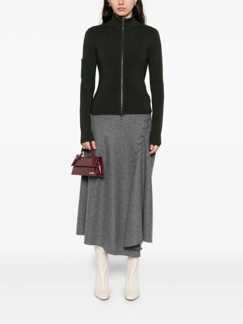 Victoria Beckham zip-front patch-pocket cardigan - Green - zdjęcie produktu nr 2