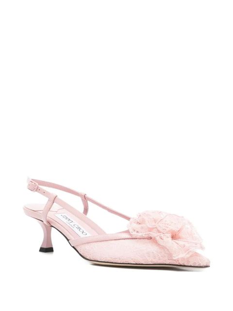 Jimmy Choo floral-appliqué lace pumps - Pink