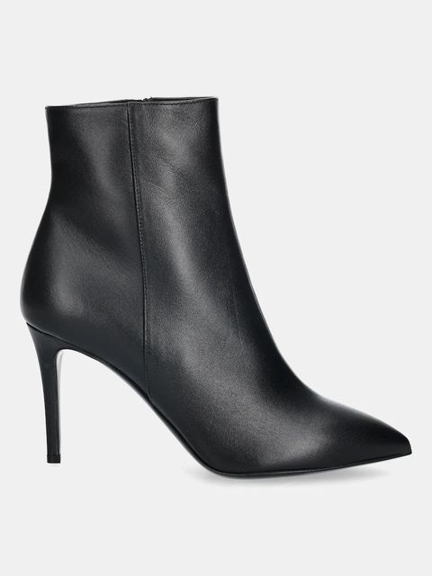 Pollini botki skórzane damskie kolor czarny na szpilce SA21038M0NTE0000 - zdjęcie produktu nr 2