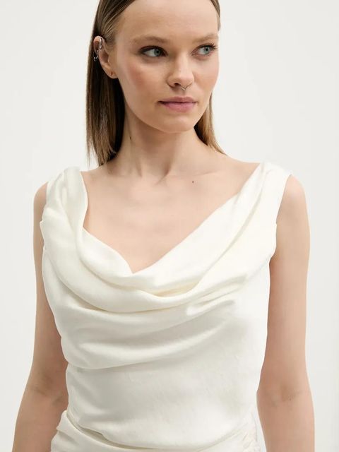 Abercrombie & Fitch sukienka kolor beżowy midi prosta KI159-5895