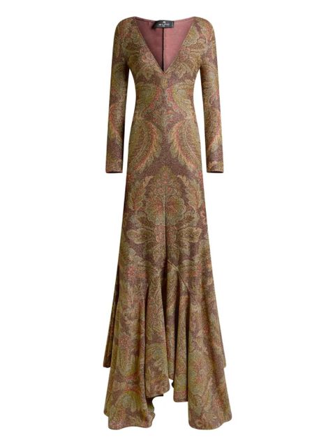 ETRO paisley-print ruffled dress - Brown - zdjęcie produktu nr 1