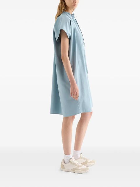 Jil Sander midi collar drawstring poplin dress - Blue