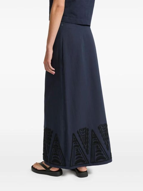 Yves Salomon embroidered maxi skirt - Blue