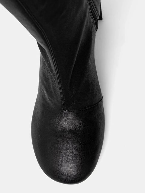 Patrizia Pepe kozaki skórzane damskie kolor czarny na słupku 8Y0143 L121 K103