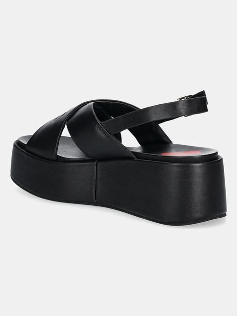 Love Moschino sandały skórzane damskie kolor czarny na platformie JA16187I0MIA0000