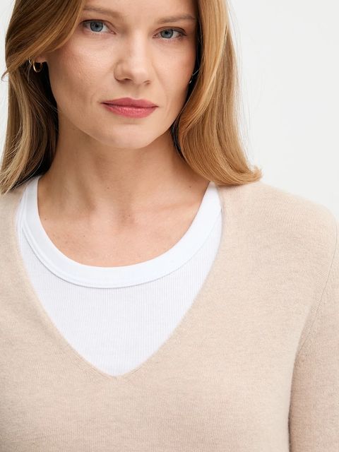 United Colors of Benetton sweter wełniany damski kolor beżowy lekki 1002D401Y