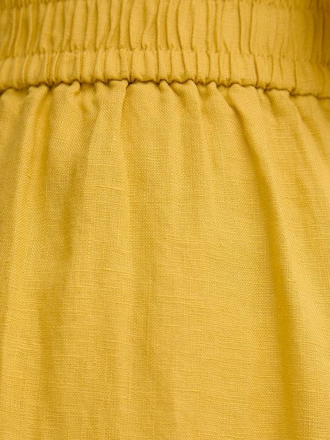 United Colors of Benetton spódnica lniana kolor żółty midi rozkloszowana 4AGHD004L