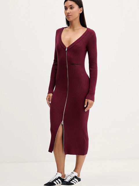 Karl Lagerfeld Jeans sukienka kolor bordowy midi dopasowana A4W13011 - zdjęcie produktu nr 1