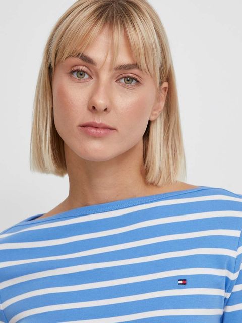 Tommy Hilfiger longsleeve bawełniany kolor niebieski WW0WW40589