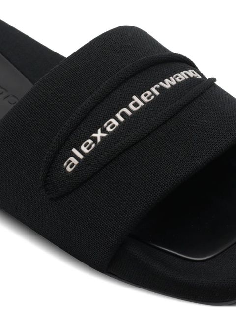 Alexander Wang logo squared-toe slides - Black