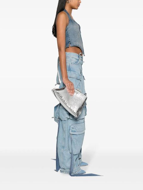 The Attico Day Off metallic leather clutch bag - Silver