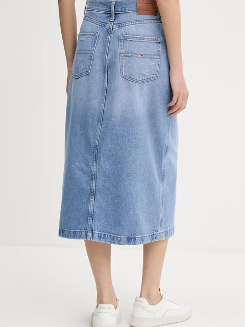 Tommy Jeans spódnica jeansowa kolor niebieski midi prosta DW0DW21292