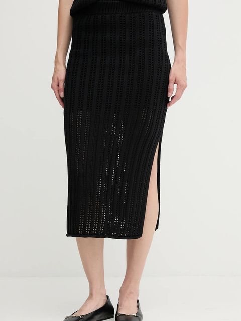 Dkny spódnica bawełniana kolor czarny midi ołówkowa DJ5R0682 - zdjęcie produktu nr 1