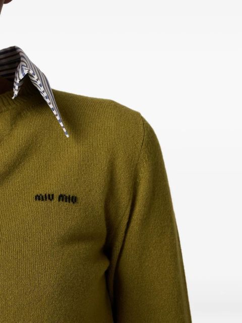 Miu Miu detachable-collar cashmere cardigan - Green