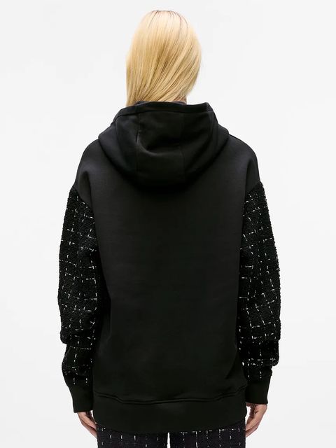 Karl Lagerfeld bluza z dodatkiem wełny damska kolor czarny z kapturem z aplikacją A4W20064 - zdjęcie produktu nr 2