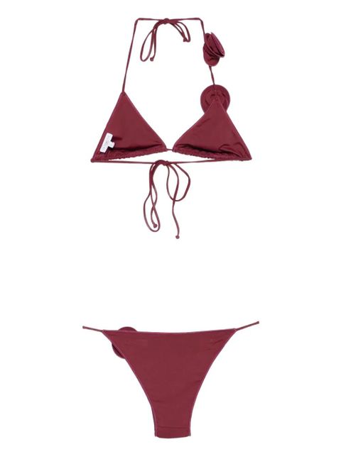 La Reveche Ashar rose-embellished triangle bikini - Red