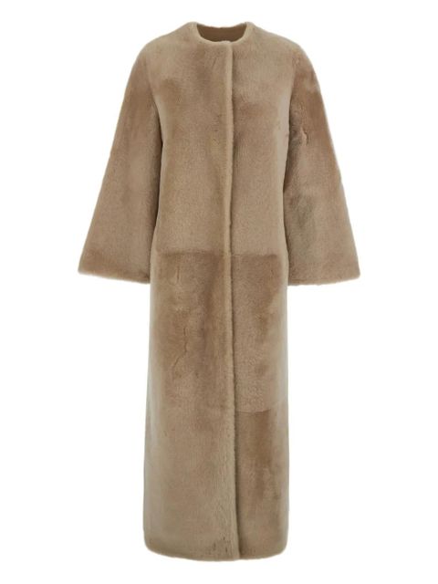 Yves Salomon round-neckline concealed-fastening coat - Neutrals