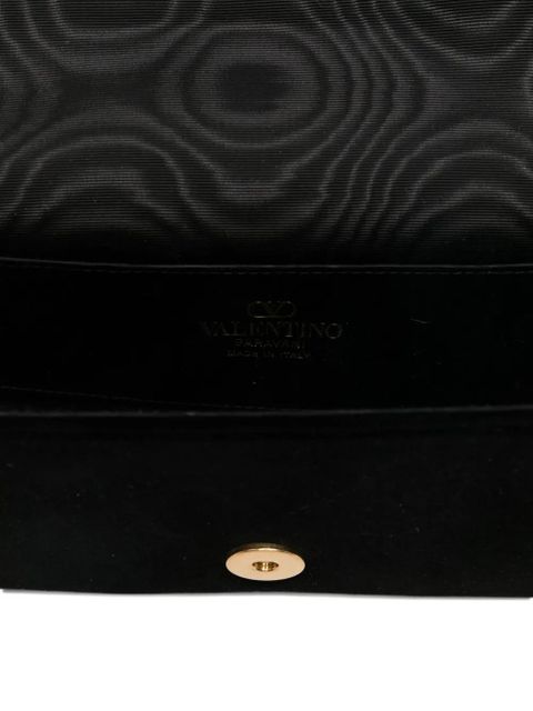 Valentino Garavani Locò jewel-embellished velvet clutch - Black