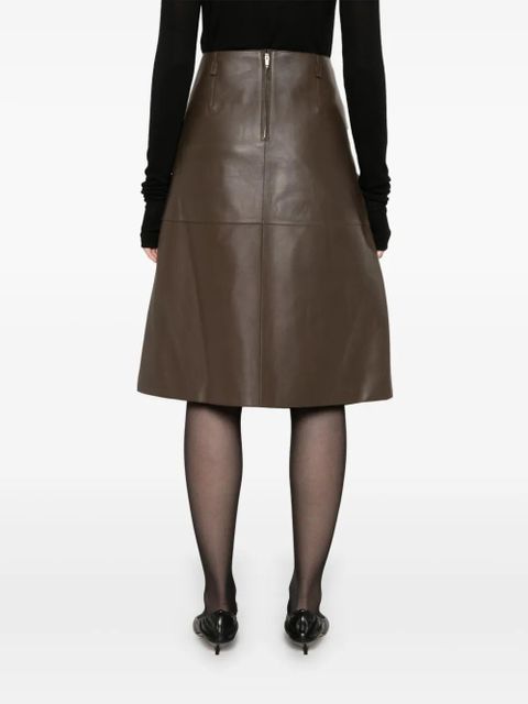 TOTEME leather midi skirt - Brown