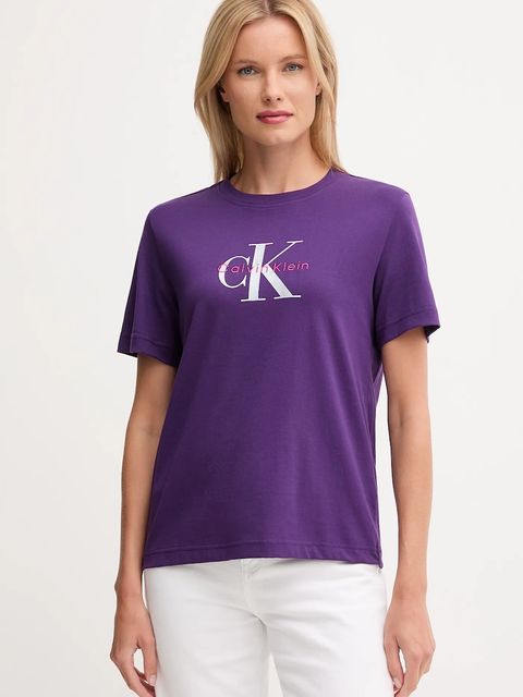 Calvin Klein Jeans t-shirt bawełniany damski kolor fioletowy LV047B865G - zdjęcie produktu nr 1