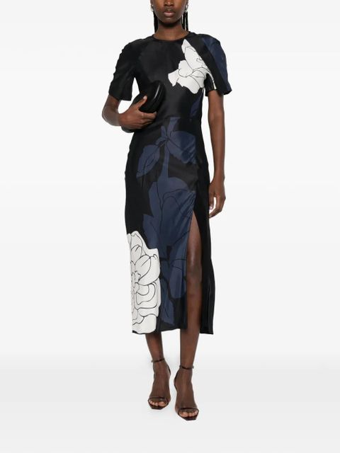 Victoria Beckham floral-pattern midi dress - Black - zdjęcie produktu nr 2