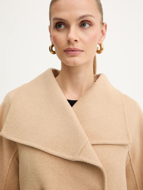 Armani Exchange płaszcz z dodatkiem wełny kolor beżowy XW000715 AF16216