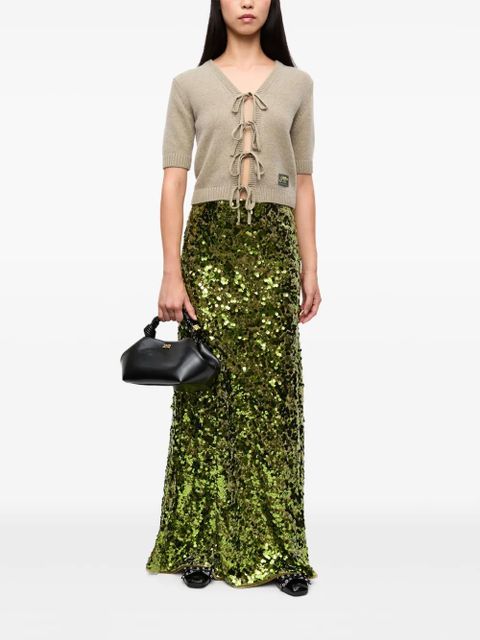 GANNI lace-up cardigan - Neutrals