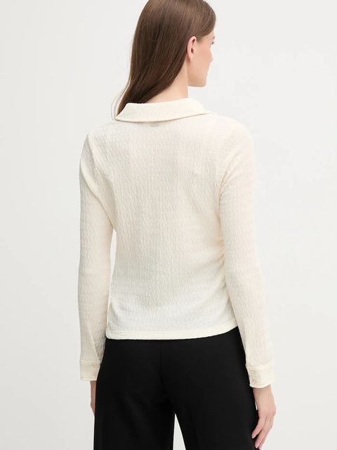 Dkny koszula damska kolor beżowy slim z kołnierzykiem klasycznym DJ5T1385 - zdjęcie produktu nr 2