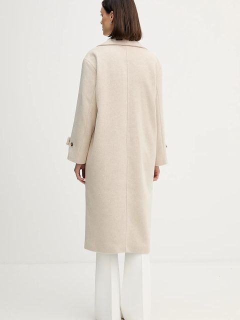 Pedro del Hierro płaszcz z dodatkiem wełny kolor beżowy 7522239