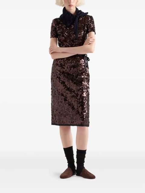 Prada sequin-embellished ribbon-tied skirt - Brown - zdjęcie produktu nr 2