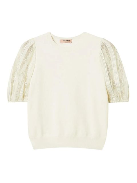 TWINSET lace-sleeve top - Neutrals - zdjęcie produktu nr 1