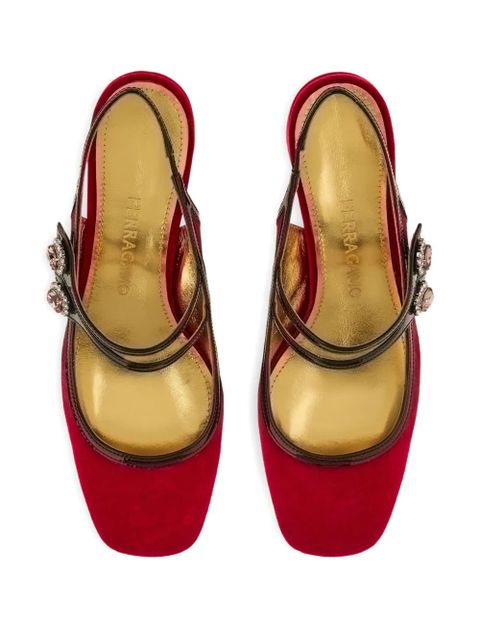 Ferragamo 40mm crystal-embellished Mary Jane pumps - Pink