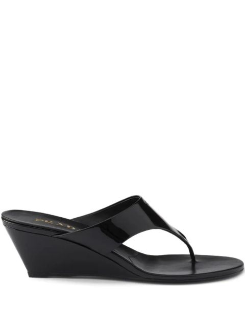Prada patent-leather wedge sandals - Black - zdjęcie produktu nr 1