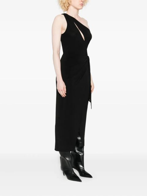 AMIRI one-shoulder wrap midi dress - Black