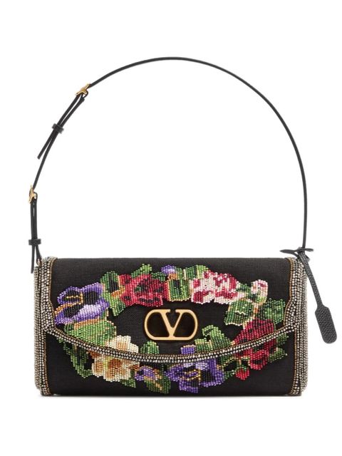 Valentino Garavani DeVain small embroidered shoulder bag - Black - zdjęcie produktu nr 1
