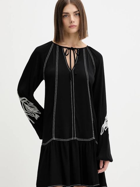 Desigual sukienka SILVIANEGRO kolor czarny mini rozkloszowana 25WWVW19 - zdjęcie produktu nr 1