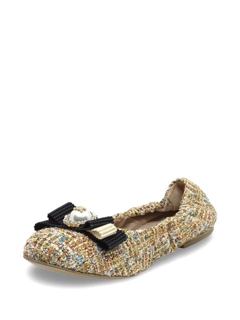Casadei tweed bow-detail ballet flats - Gold