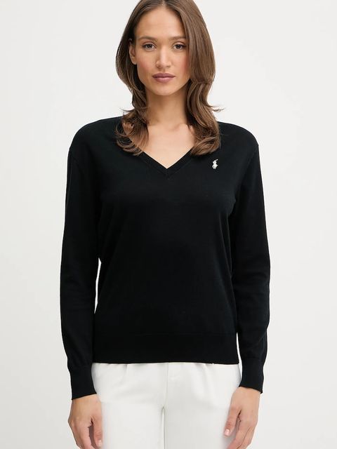 Polo Ralph Lauren sweter bawełniany damski kolor czarny lekki 211972105 - zdjęcie produktu nr 1