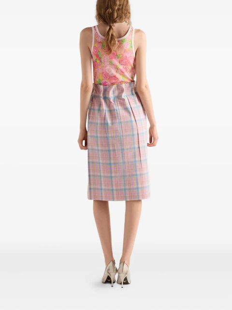 Prada floral-print ribbed tank top - Pink