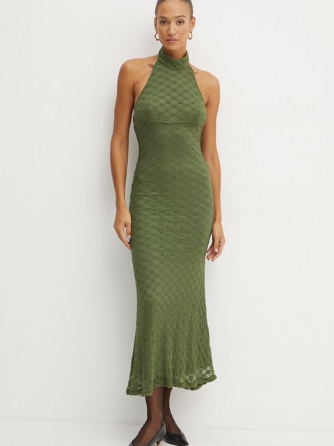 Bardot sukienka OLA kolor zielony maxi dopasowana 59403DB