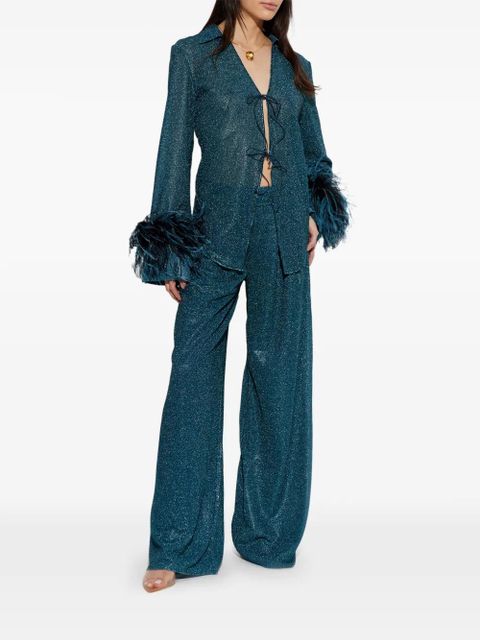 Oséree Lumière Plumage tie-fastening top - Blue