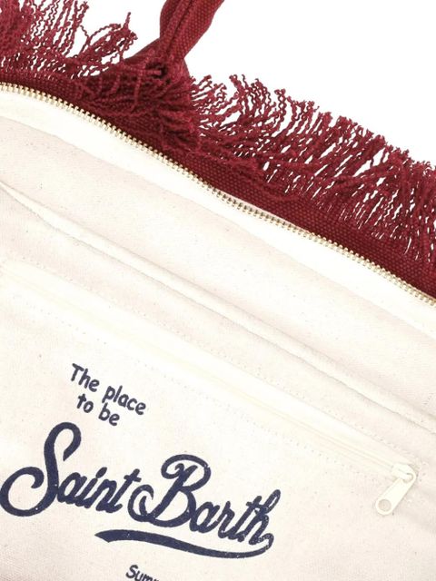 MC2 Saint Barth medium fringed logo-print tote bag - Red