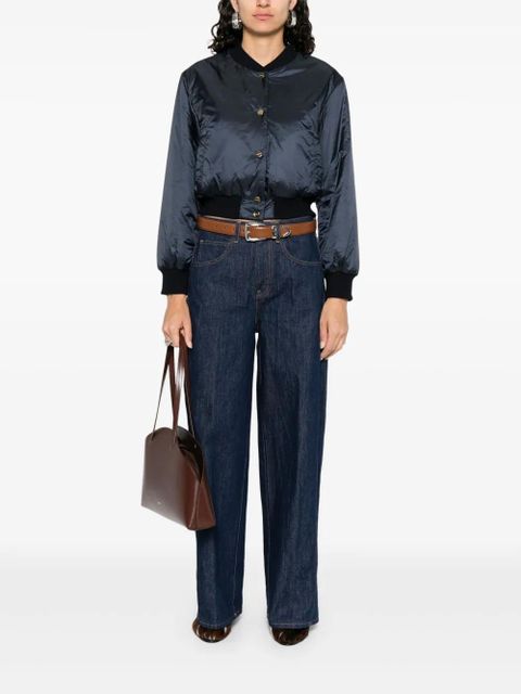 Max Mara cropped bomber jacket - Blue